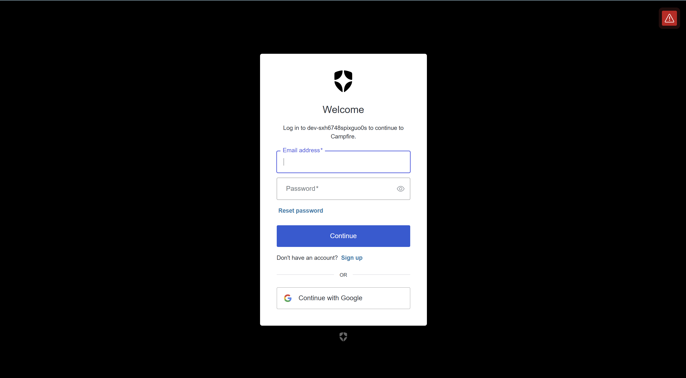 Auth0 login screen